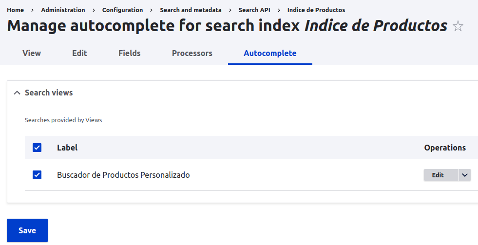 Configuración de Search Api Autocomplete